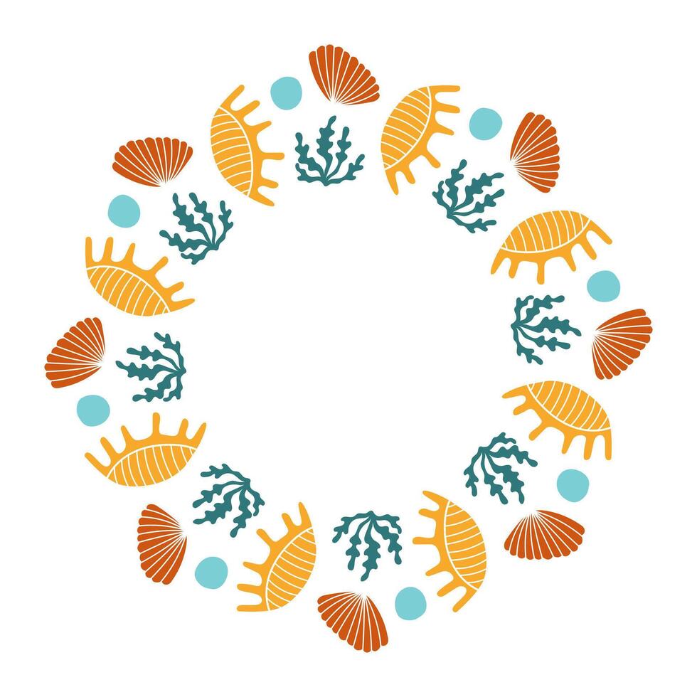 Seashells and Coral Frame vector