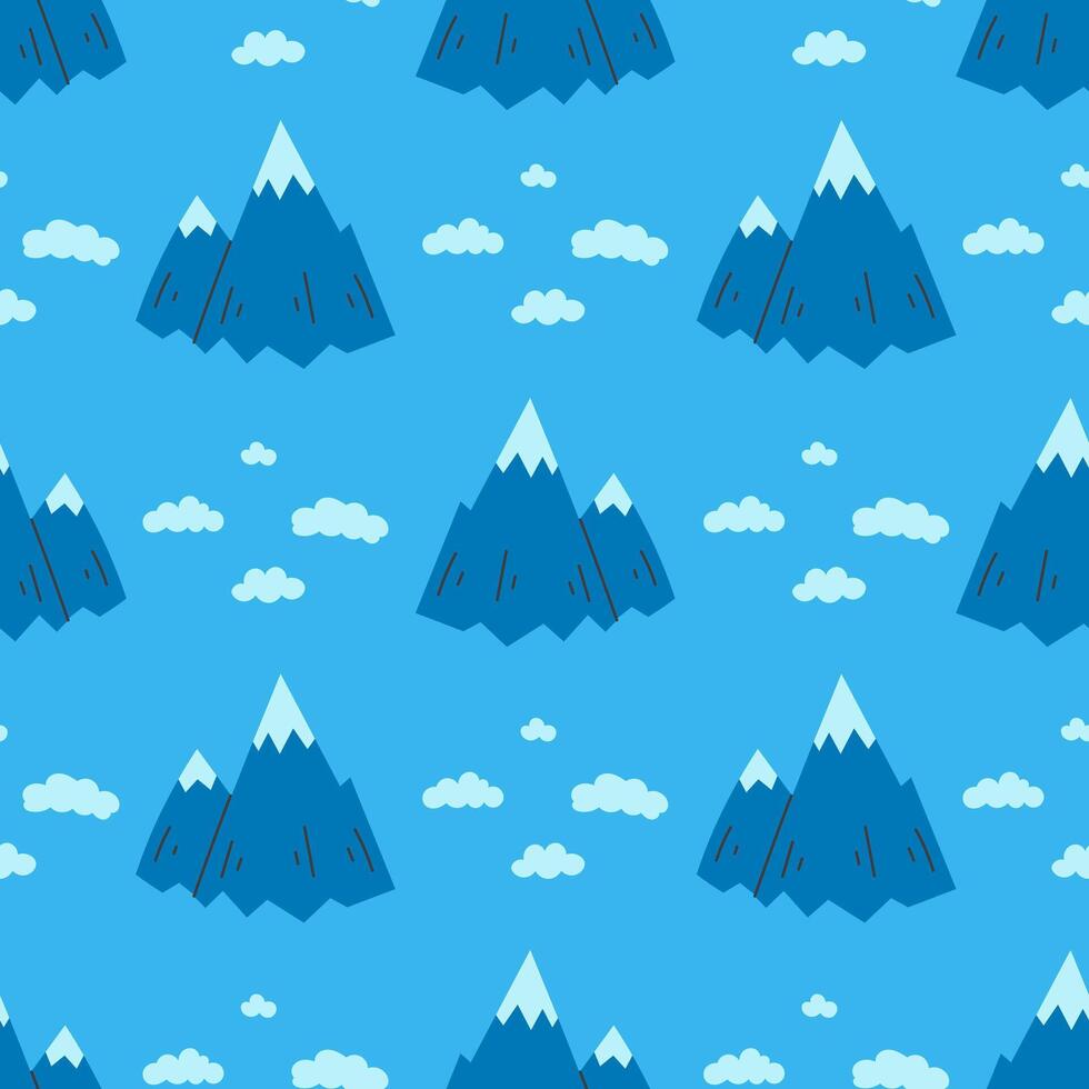 Mountains and Clouds Seamless Pattern vector