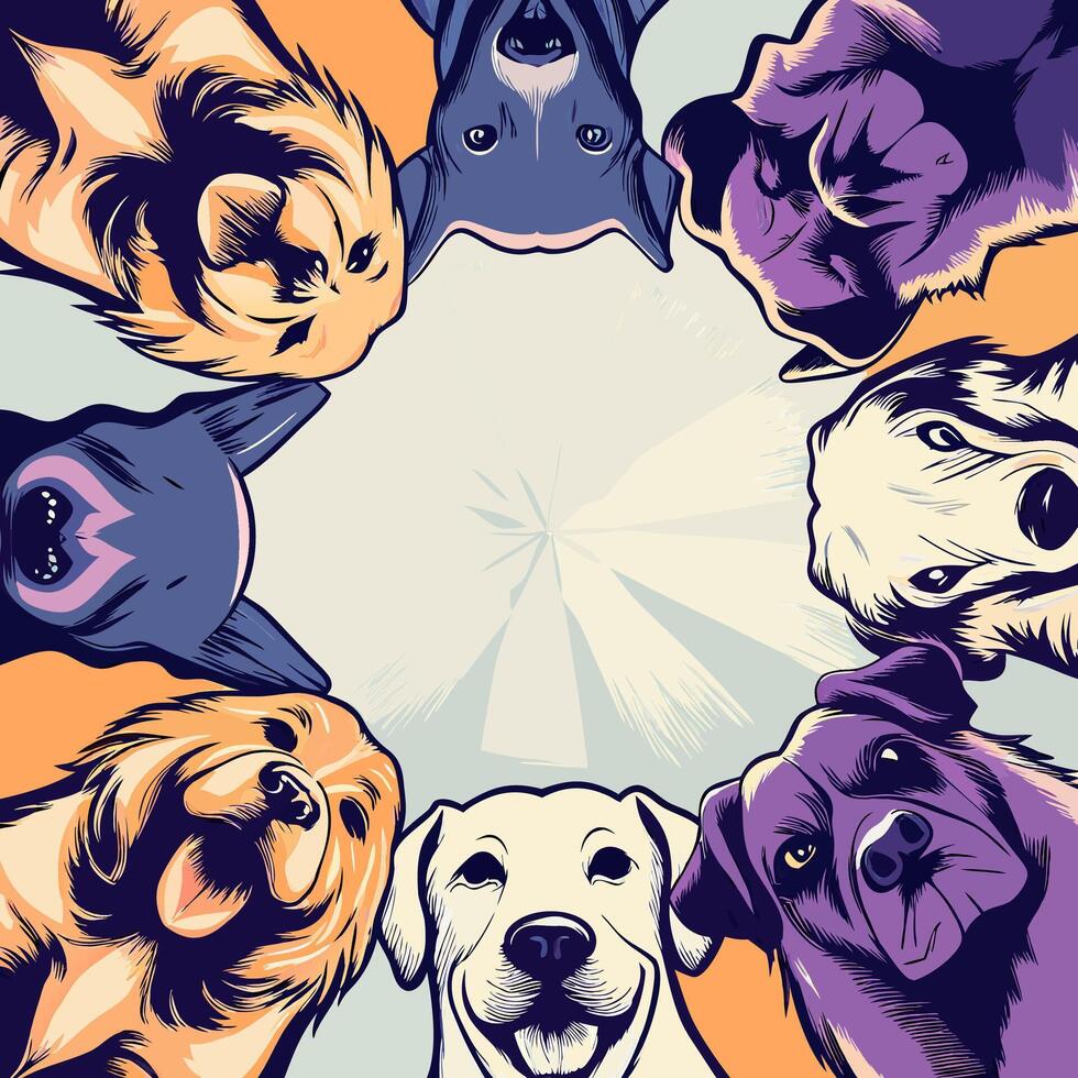 Eight Dogs in a Circle, Happy Pets vector