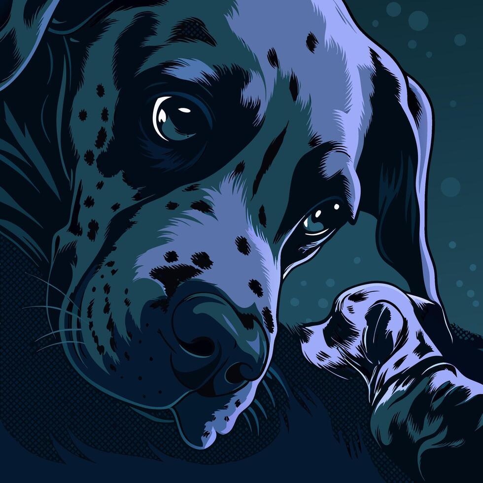 Dalmatian Dog Closeup Portrait vector
