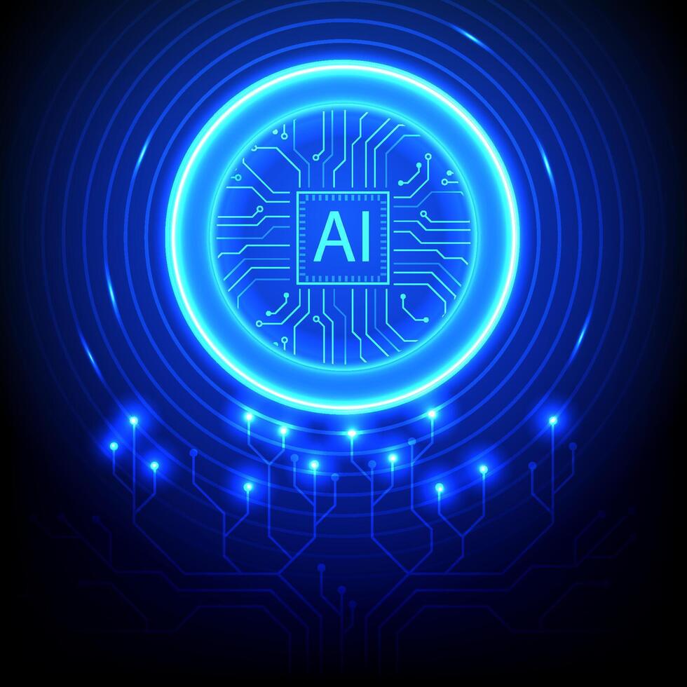 Digital technology AI background.Artificial intelligence circuit technology concept. vector