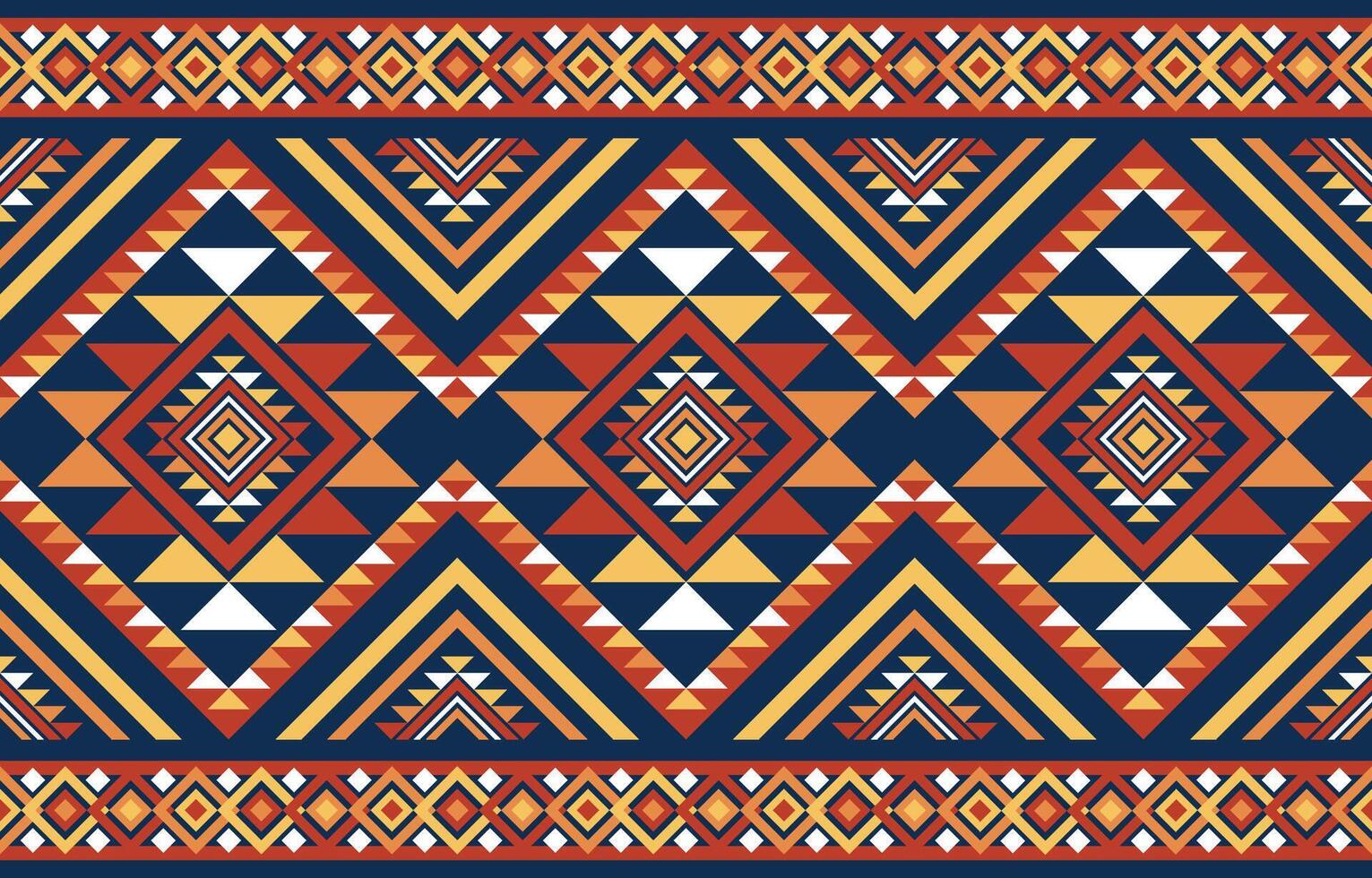 Native ethnic pattern. Embroidery pattern fabric, background, abstract, red, yellow, orange, blue. vector