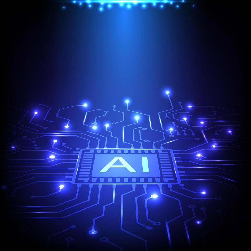 Abstract AI circuit board background. Design for futuristic electronic artificial intelligence. vector