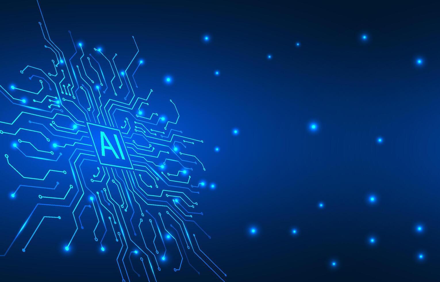 Futuristic Background with AI and Technology. Design for AI integration, artificial intelligence networks andcircuit systems. vector