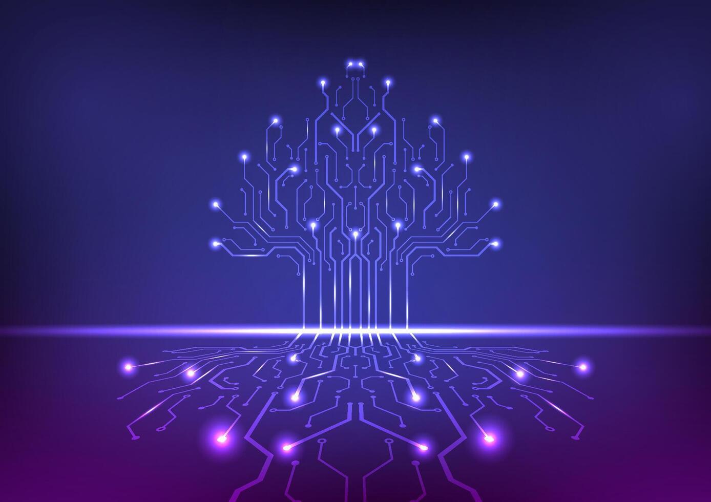 Digital tree circuit background technology concept. Design for circuits, data, technology, motherboard. vector