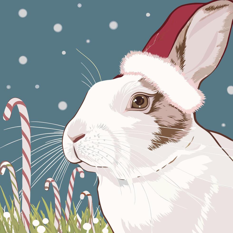 Christmas Rabbit in Santa Hat vector