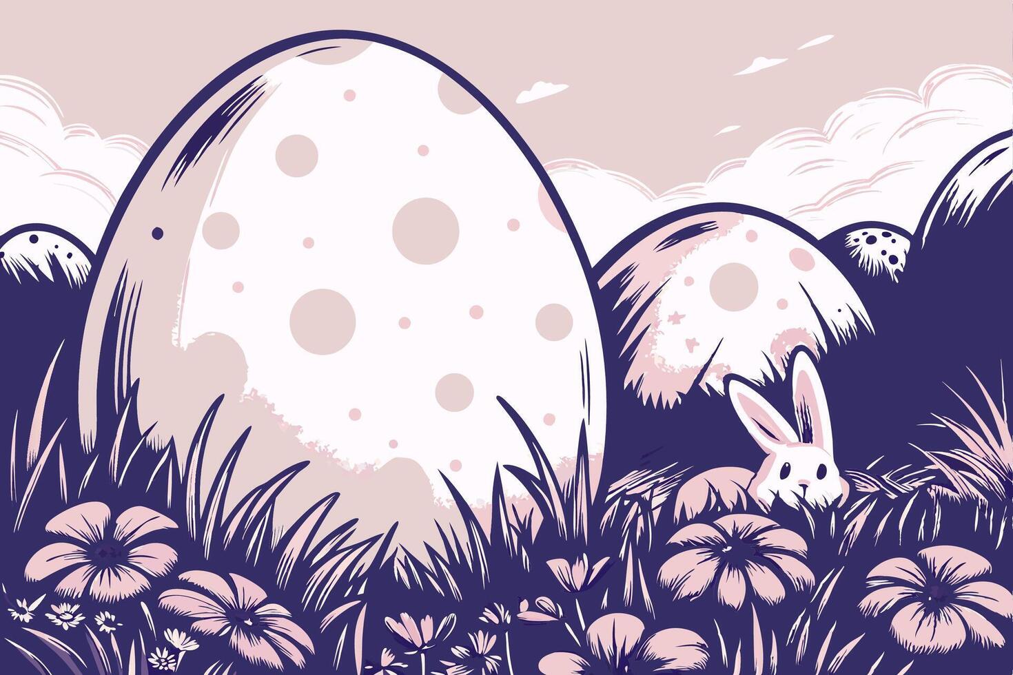 Easter Bunny Hiding Easter Eggs vector