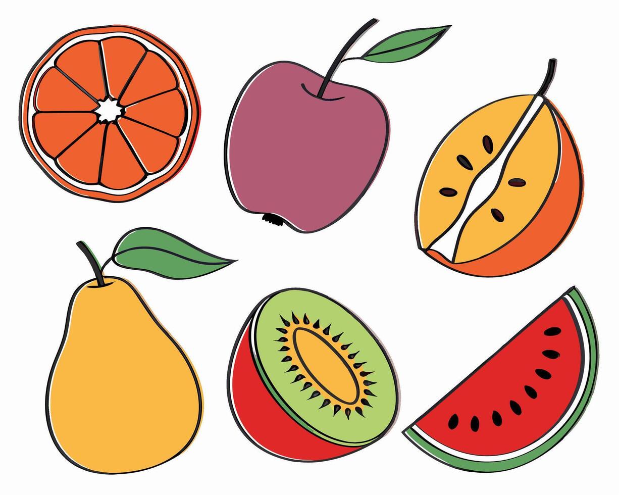 Assorted Fruit Slices Clipart vector