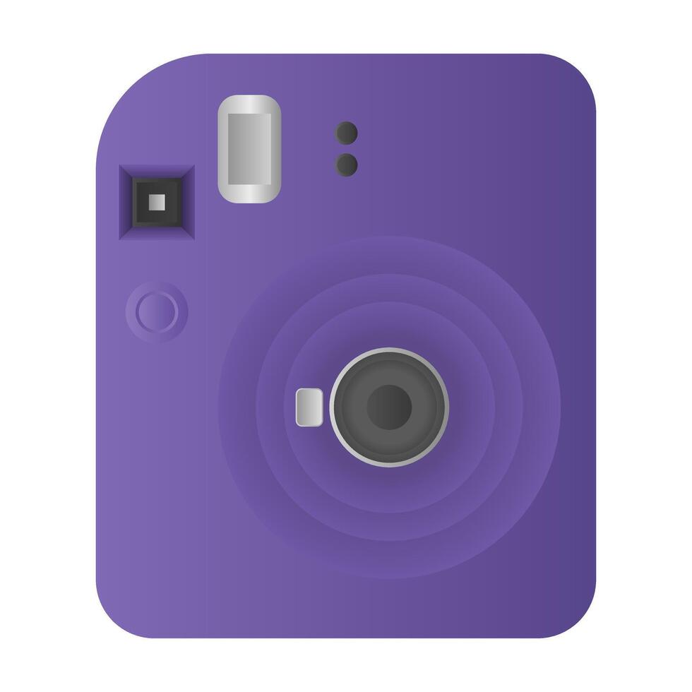 Purple Instant Camera Device. Camera for Instant Photos. Instant Camera on White Background. vector