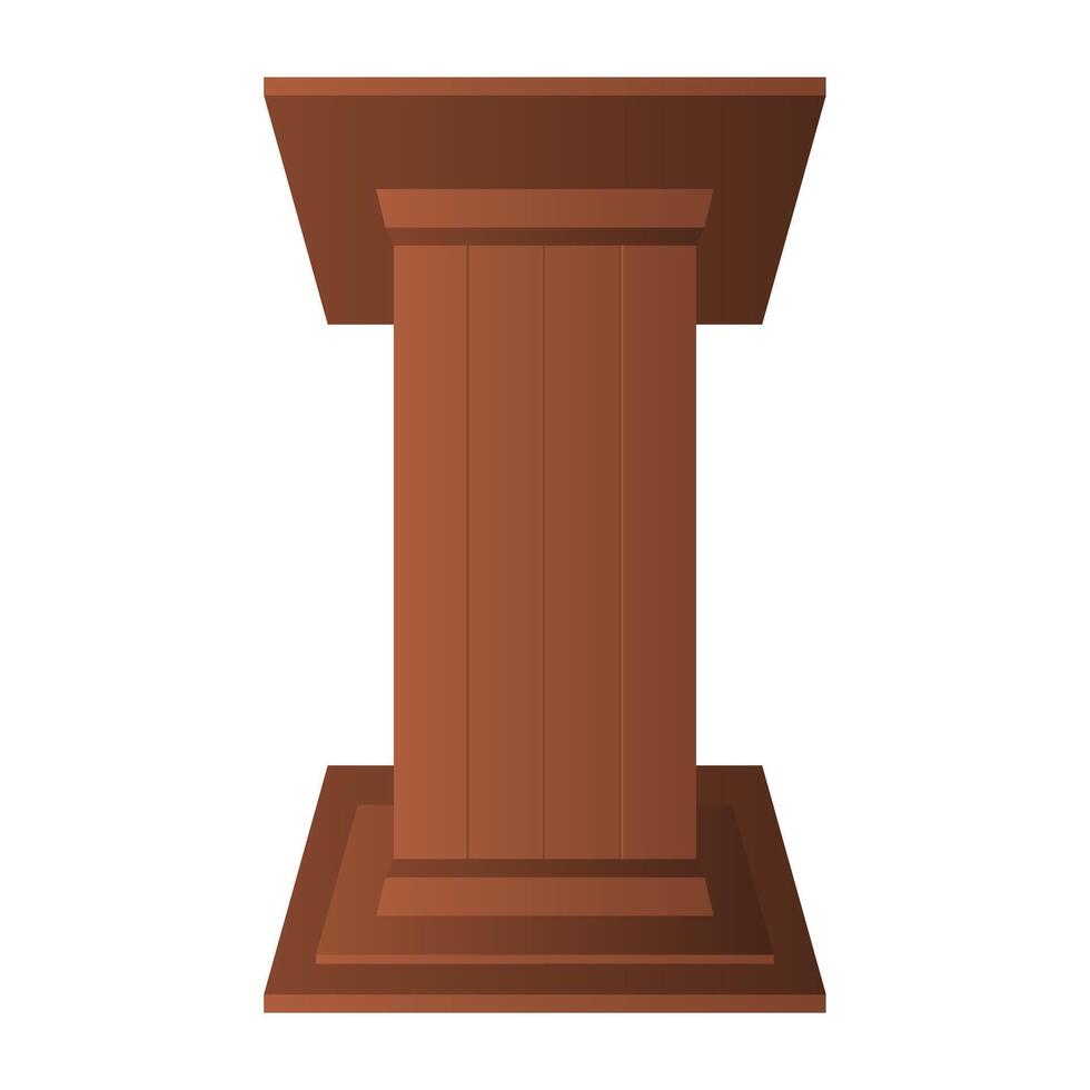 Wooden Podium for Conference Debate. Business Presentation Podium. Announcement Wooden Podium on White Background. vector