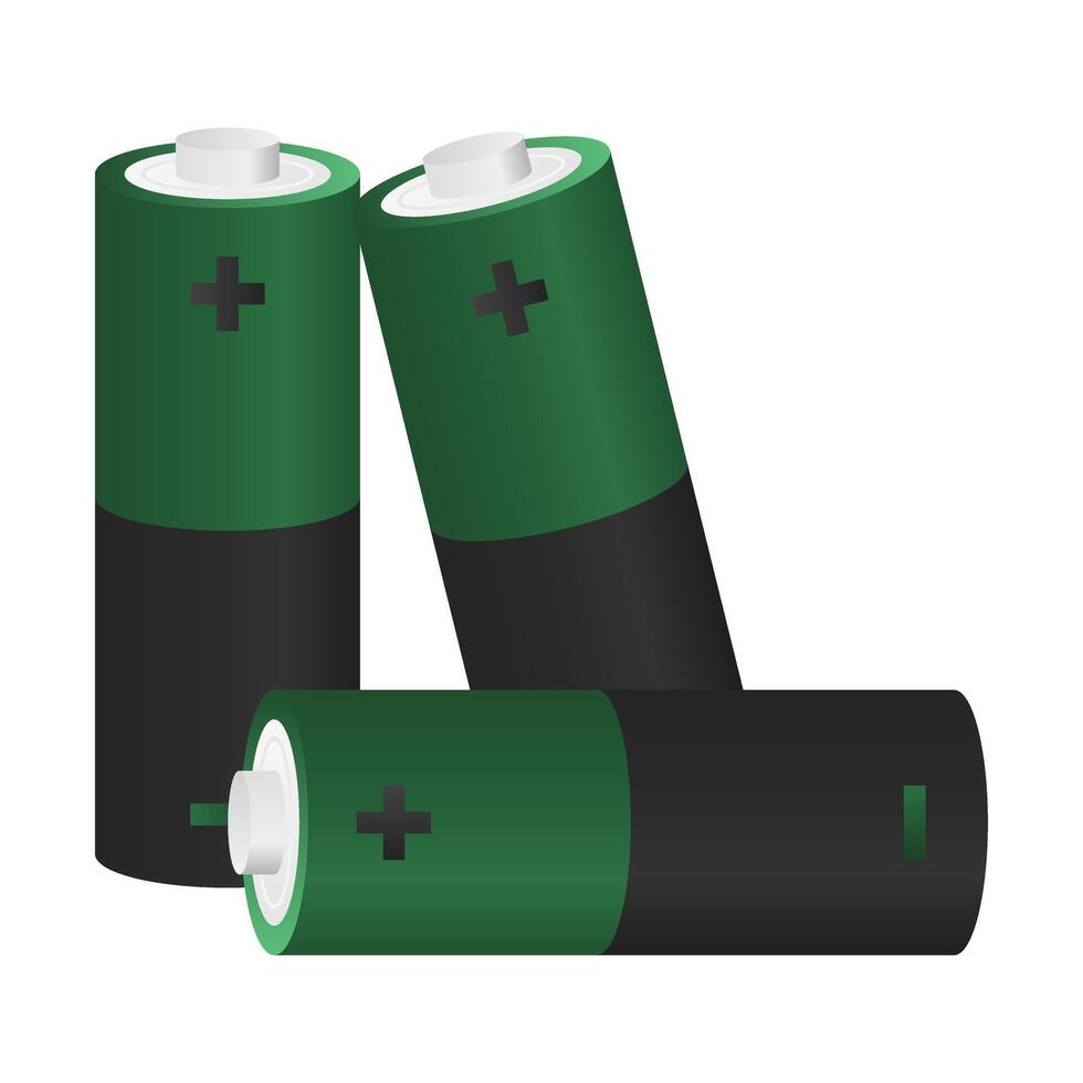 Lithium Battery Energy Supply. Black Green Battery on White Background. Battery Icon. vector