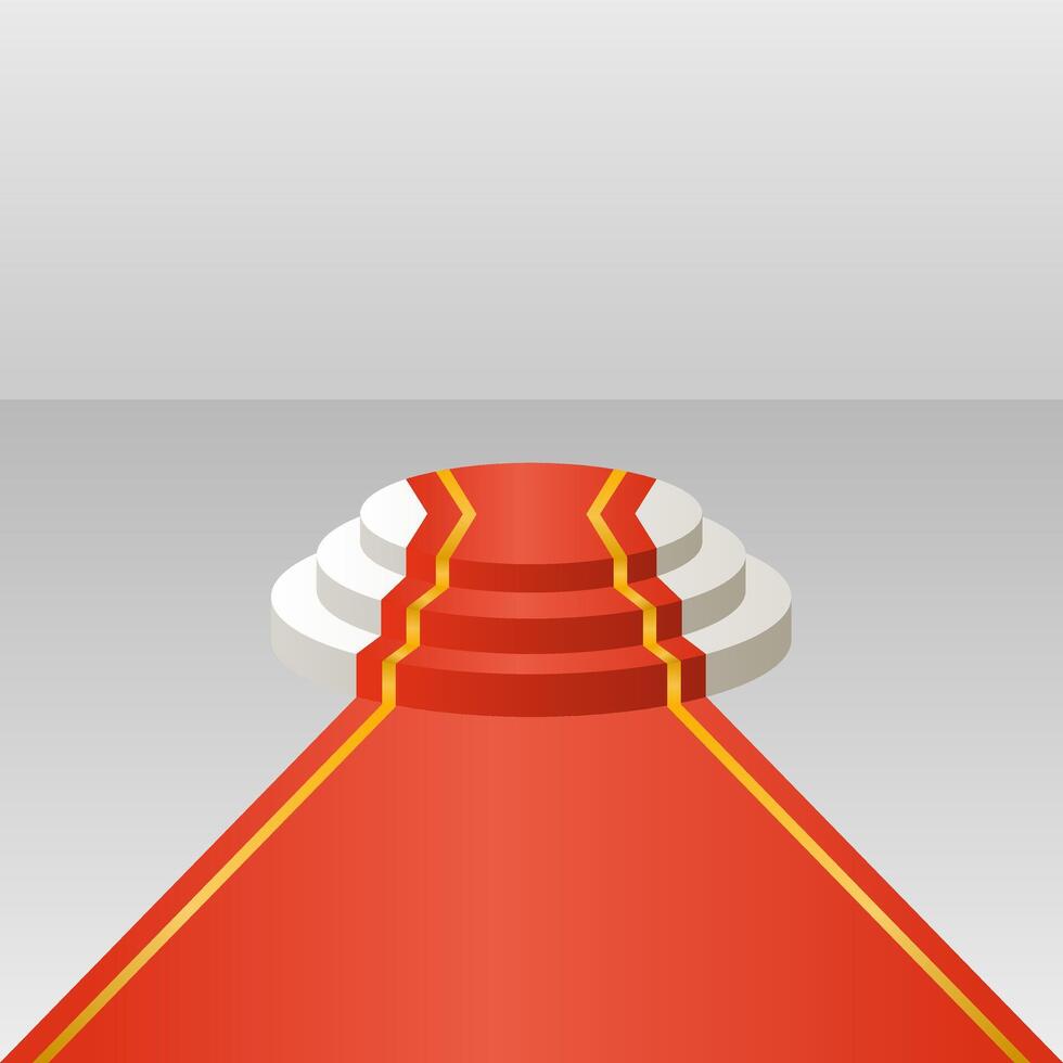 Elegant Premium Red Podium Stage. Awards Ceremony Podium with Red Carpet. vector