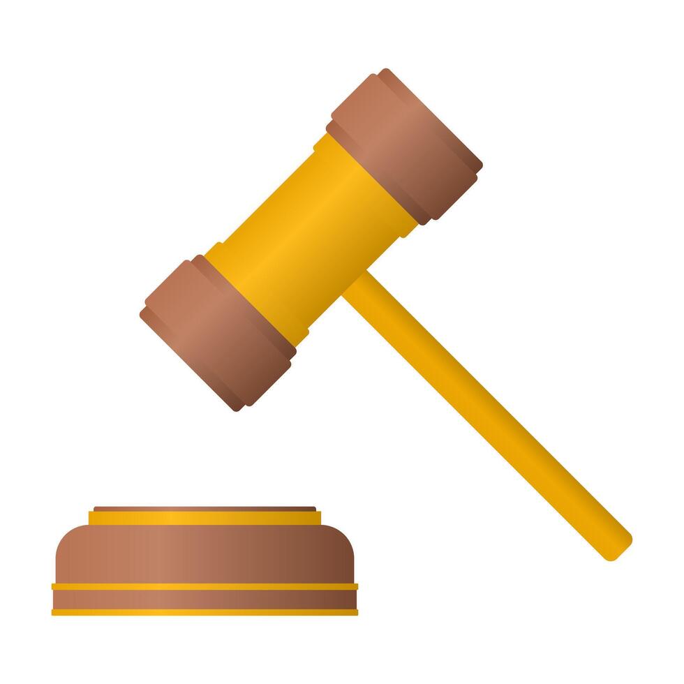 Crime and Punishment Judge Gavel. Judge Gavel Justice Icon on White Background. vector