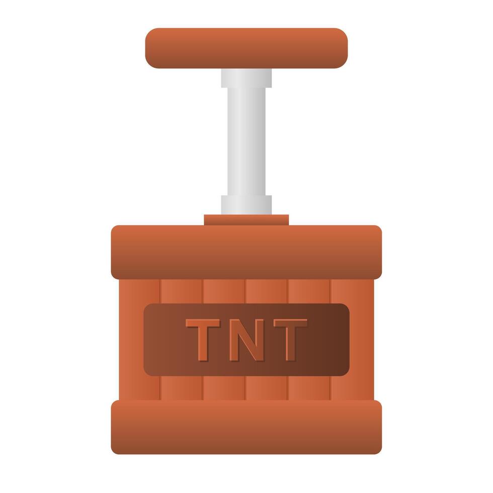 TNT Detonator Dangerous Weapon. Explosive Detonator. Detonator Handle for Dynamite. vector