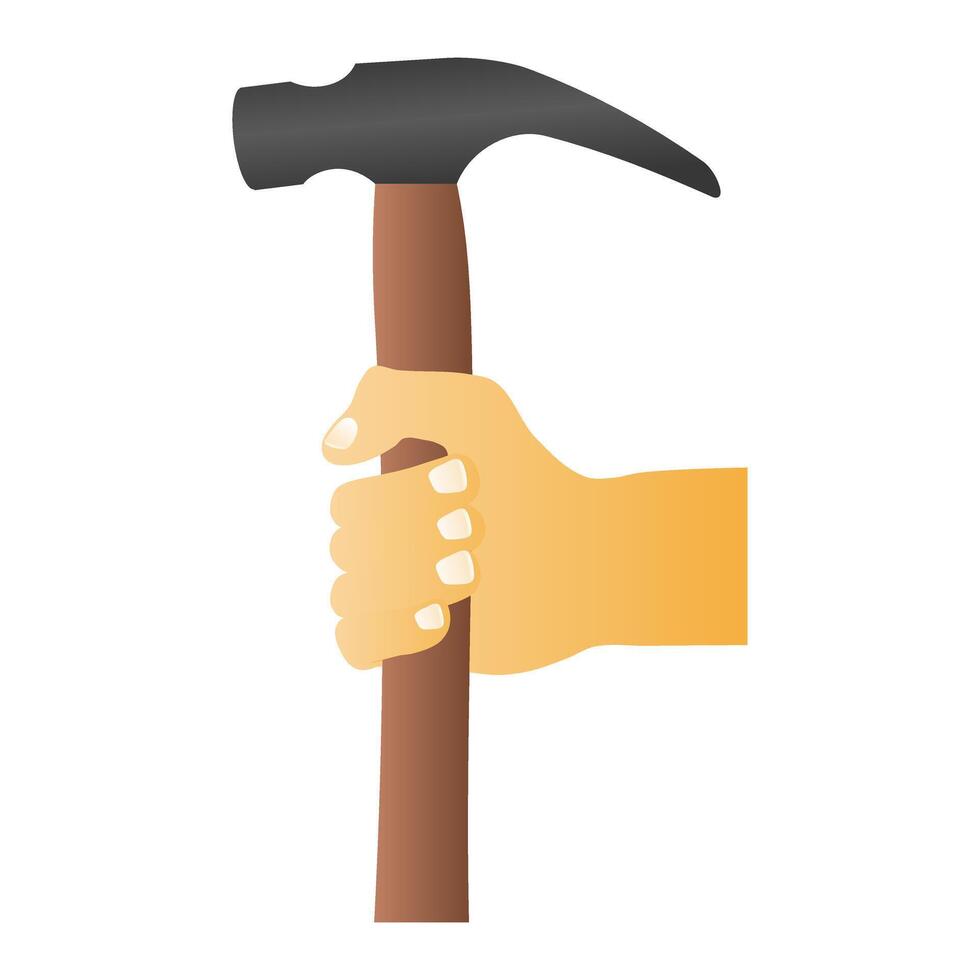 Human Hand Holding Hammer. Human Hand Gripping Hammer. Hammer Icon. vector
