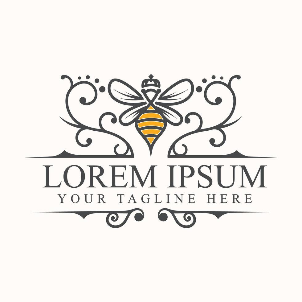 Royal Bee Emblem Logo Design illustration vector