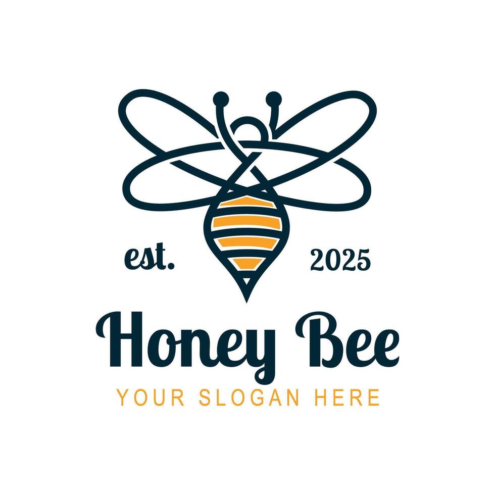Elegant Honey Bee Line Art Logo Design Illustration vector
