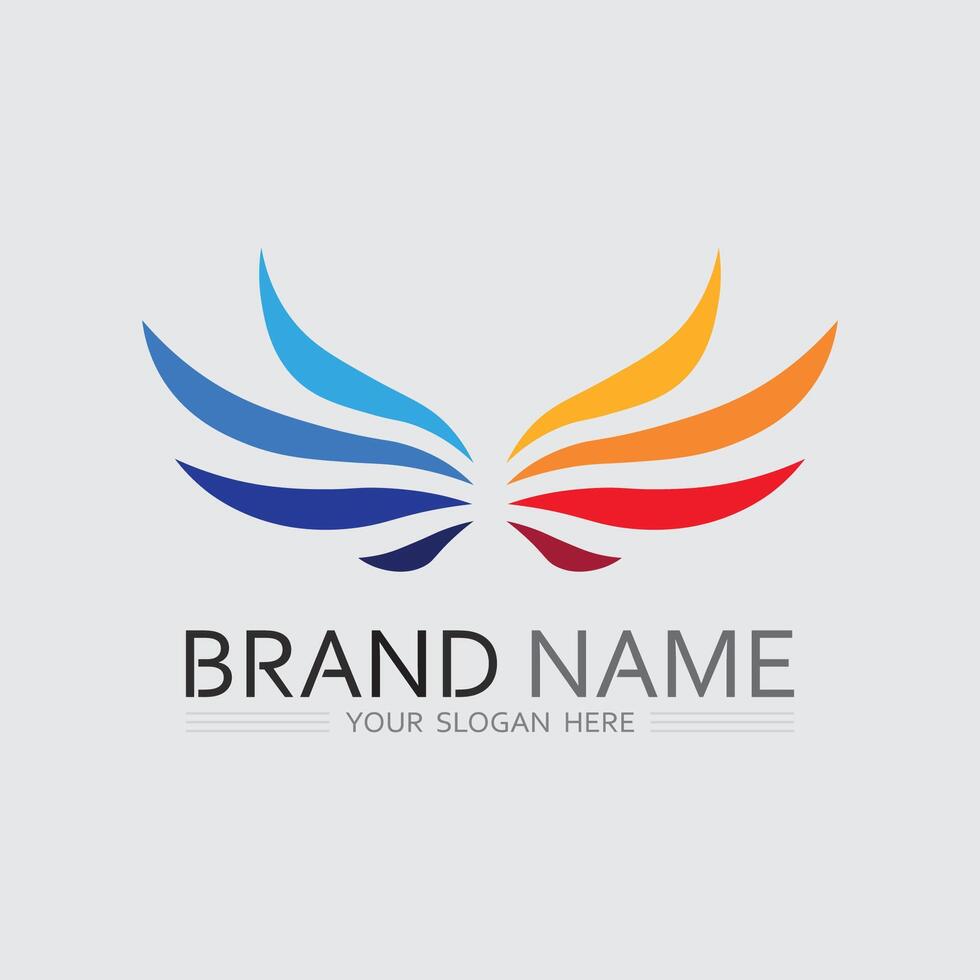 Wing Symbol in Monoline Style Logo for Corporate Branding vector