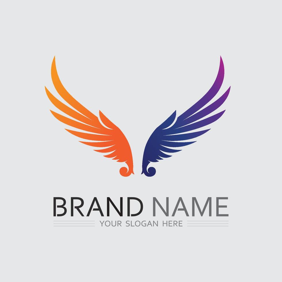 Line Art Bird with Decorative Wings and Feathers for Nature or Wellness Logo Design vector