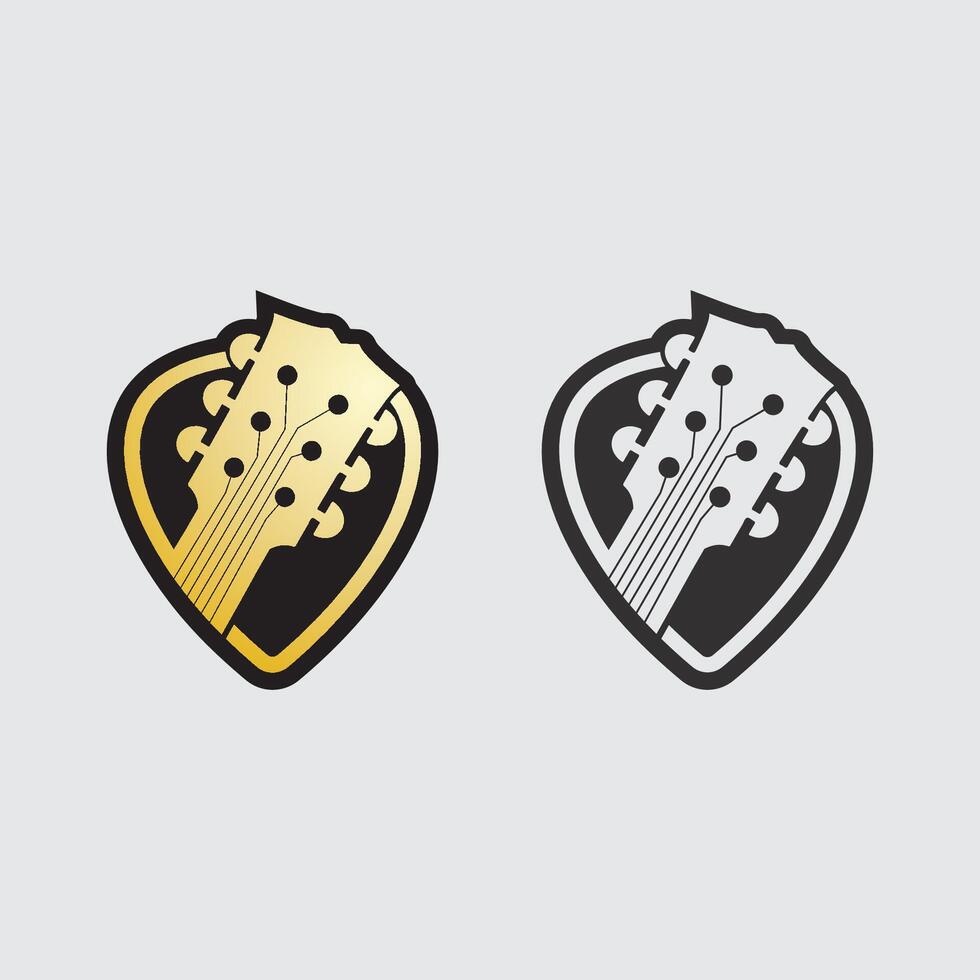 Simple Flat Guitar Logo for Music Shop, Studio or Online Music Course Branding vector