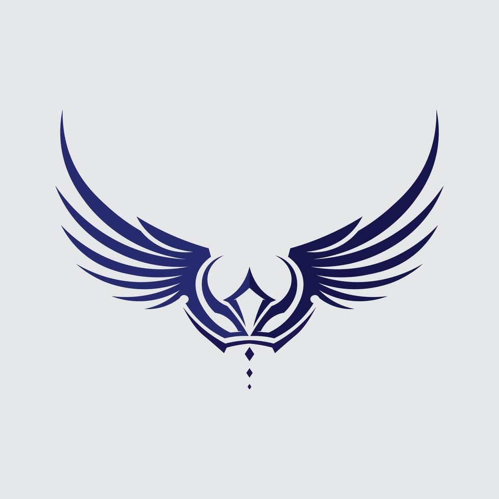Wings Forming a Heart Shape with Bird Silhouette in the Center for Logo Design vector