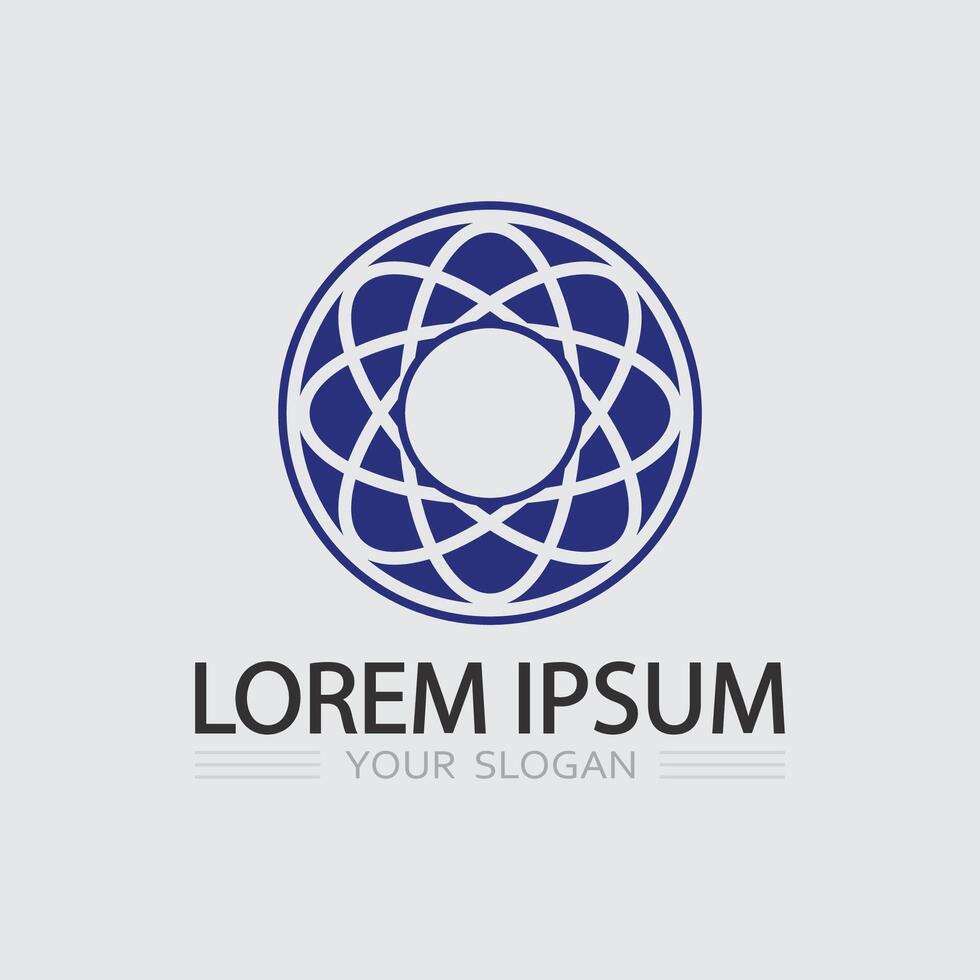 Business Icon Logo with Abstract Globe Shape for Global Company and Network Design vector