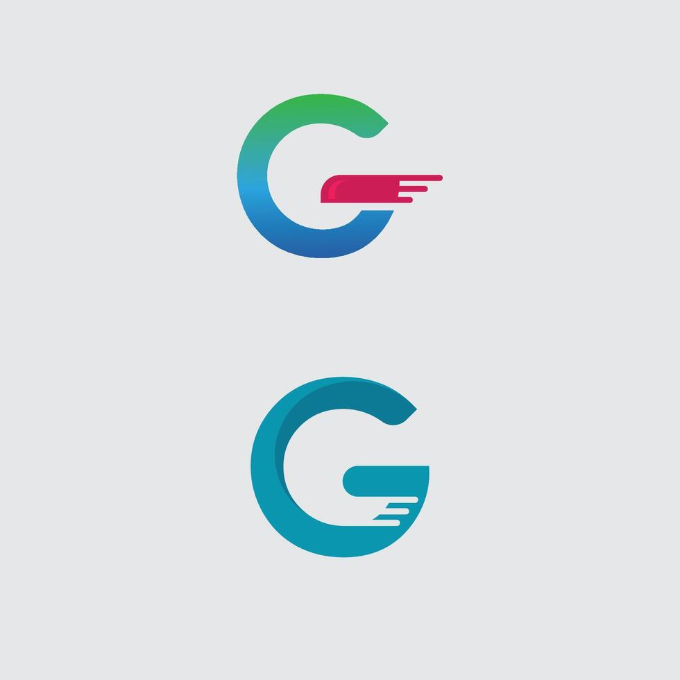 Retro G Style Logo Design Alongside Flat Design G Letter Icon vector