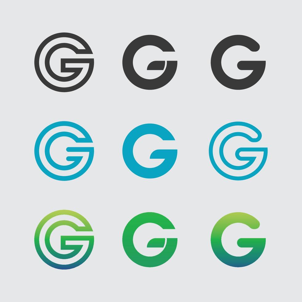 Font G Design with Corporate Letter Logo set vector
