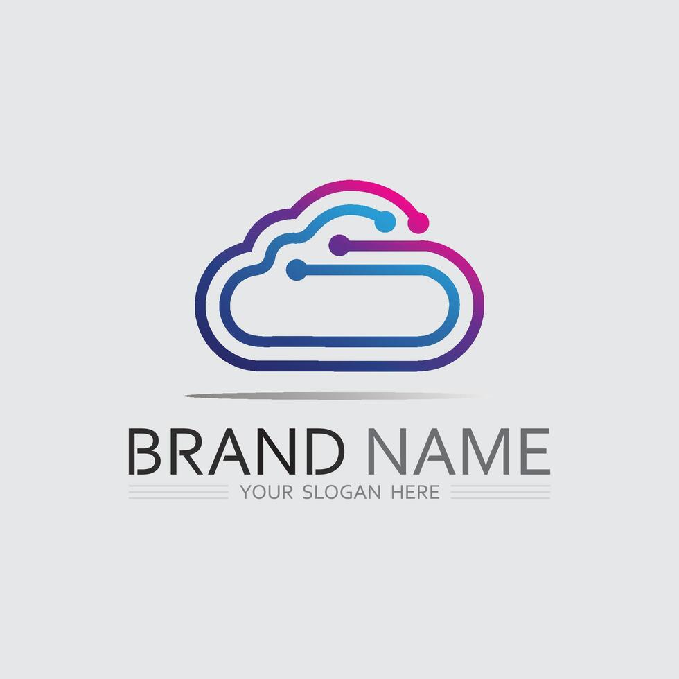 Cloud Shape Logo Icon for Eco Friendly Technology, Nature Data Service and Minimal Branding vector