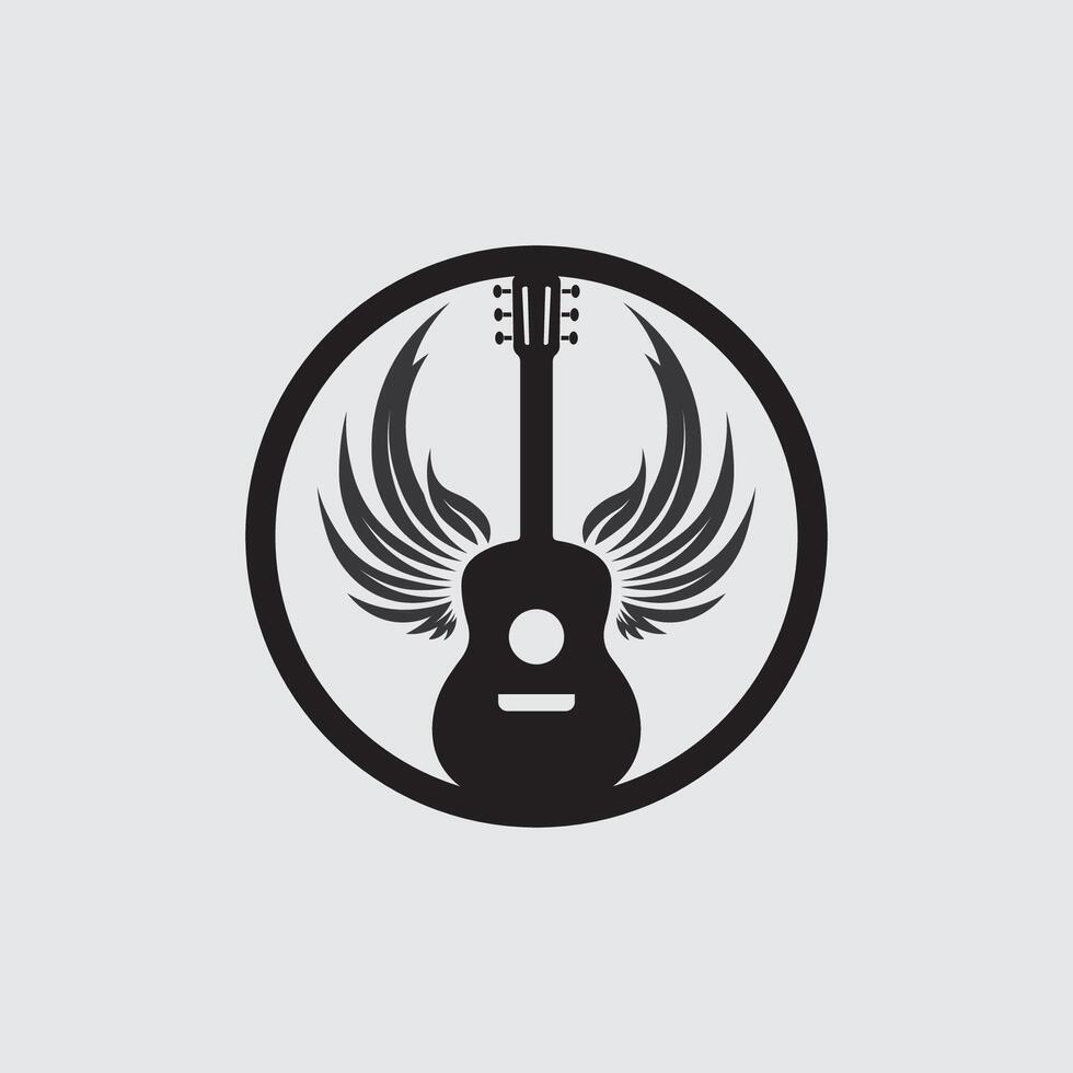 Retro Vintage Guitar Label Logo with Music Festival Text for Event and Brand Identity vector