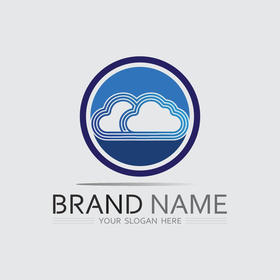 Cloud Icon Logo for Online File Storage Company and Digital Smart Technology Service vector