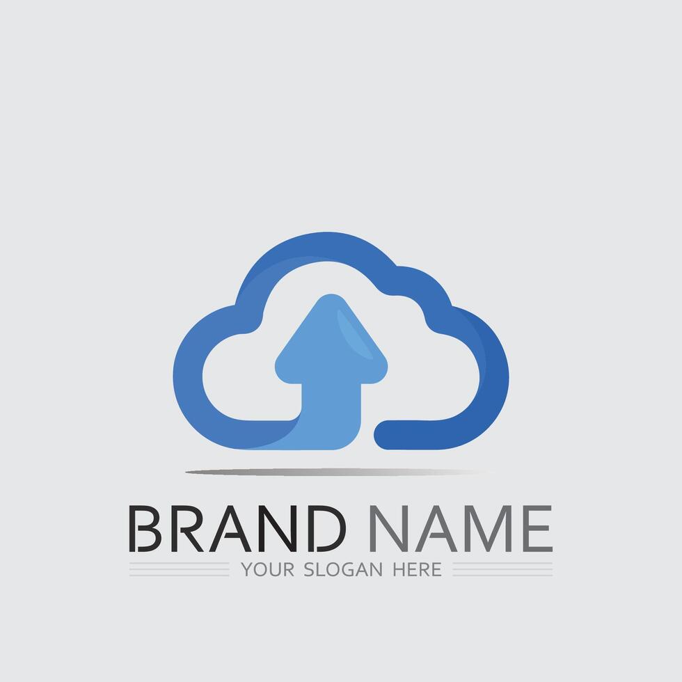 Tech Cloud Logo with Clean Line Style for Web Hosting, Storage and App Services vector