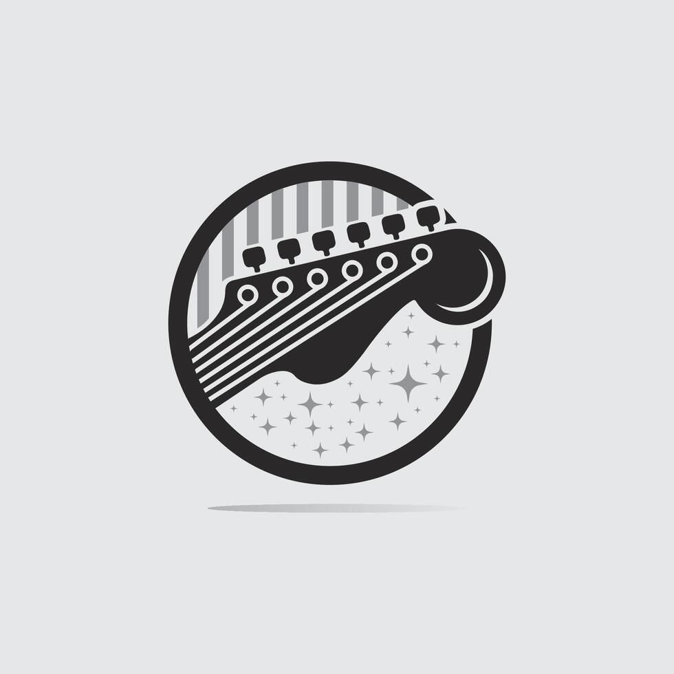 Electric Guitar Emblem with Minimalist Look vector