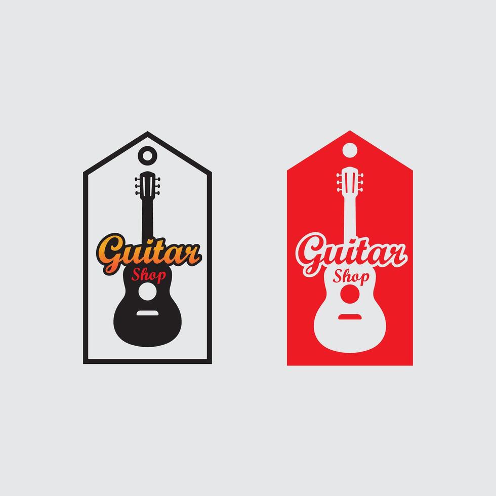 Simple Line Guitar Icon for Branding vector