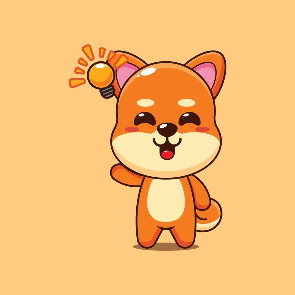 Cute shiba inu cartoon illustration get an idea vector