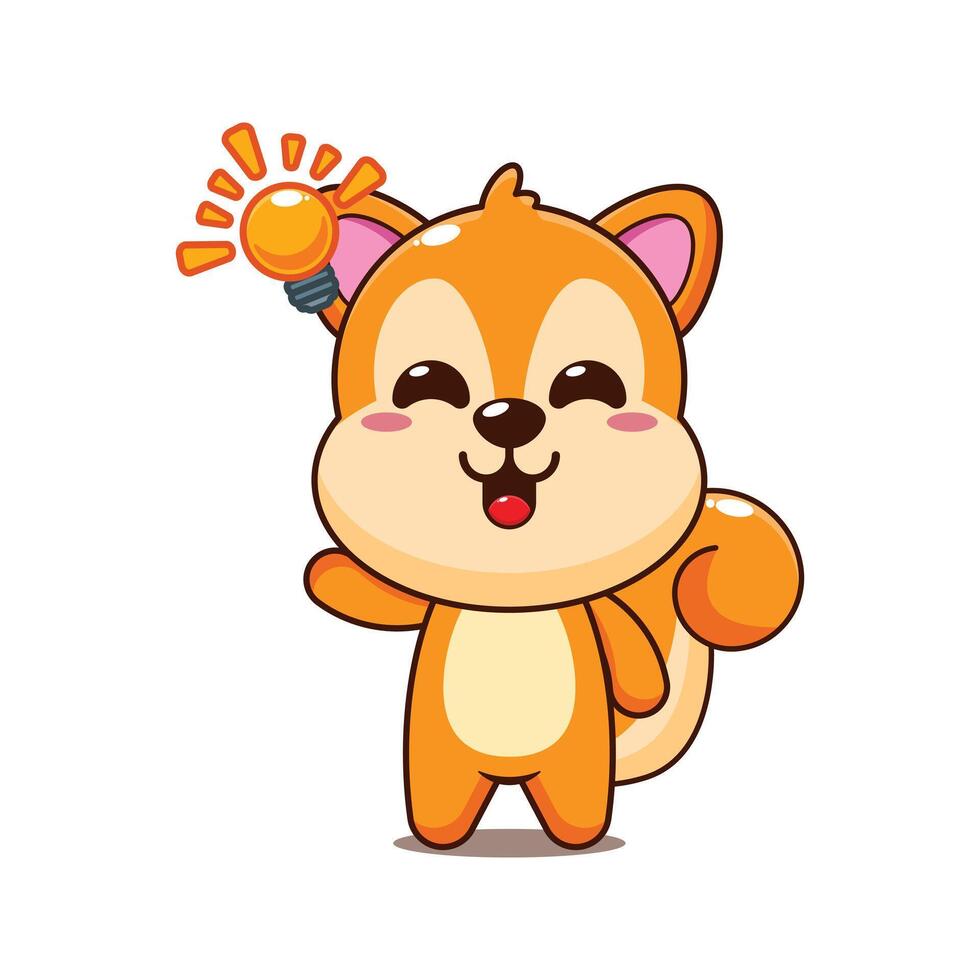 Cute squirrel cartoon illustration get an idea vector