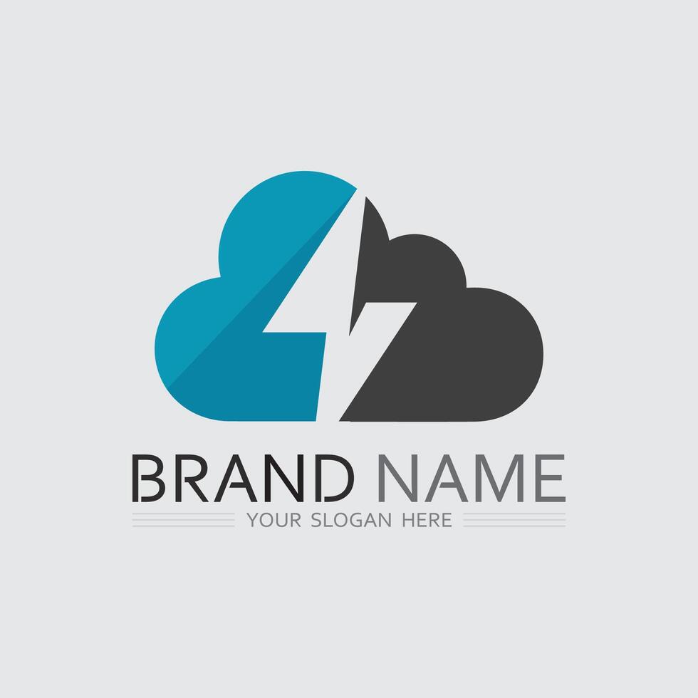 Blue White Cloud Logo for IT Company and Software Development Digital Illustration vector