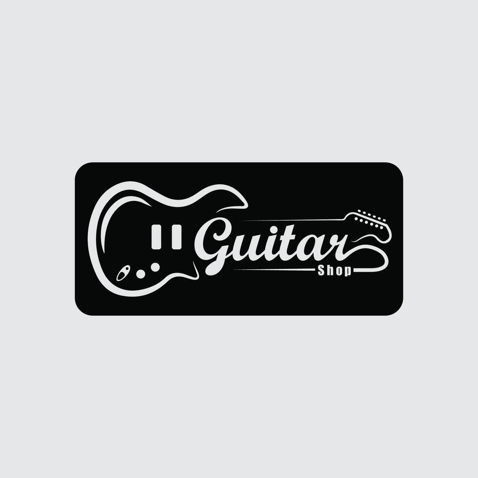 Monoline Guitar Logo for Music Studio vector