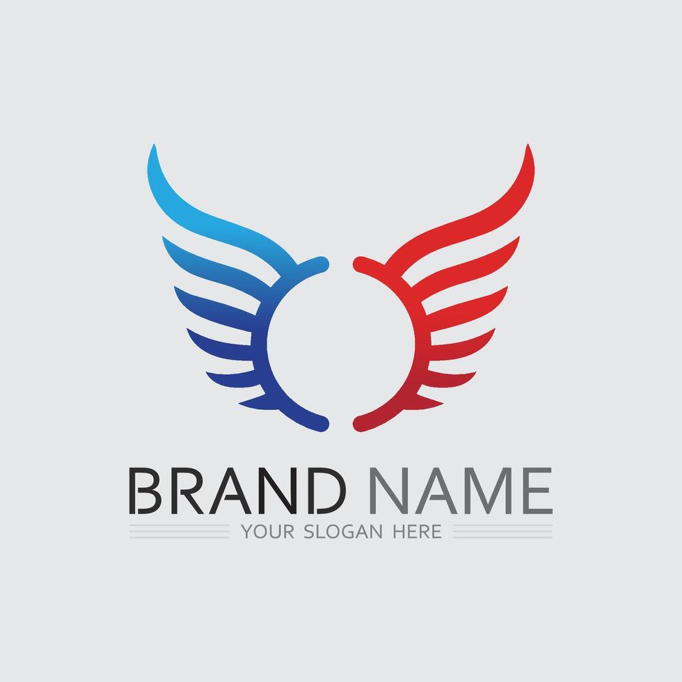 Futuristic Wing Logo Template in 3D Metallic Style for Innovation, Technology, and Aerospace vector