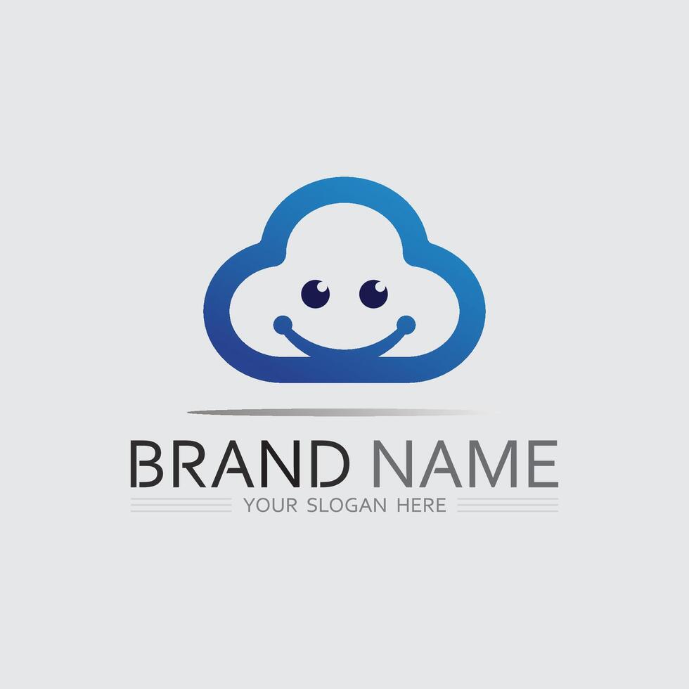 Cloud Technology Logo with Abstract Line Art Style for App, Web and Hosting Solution vector