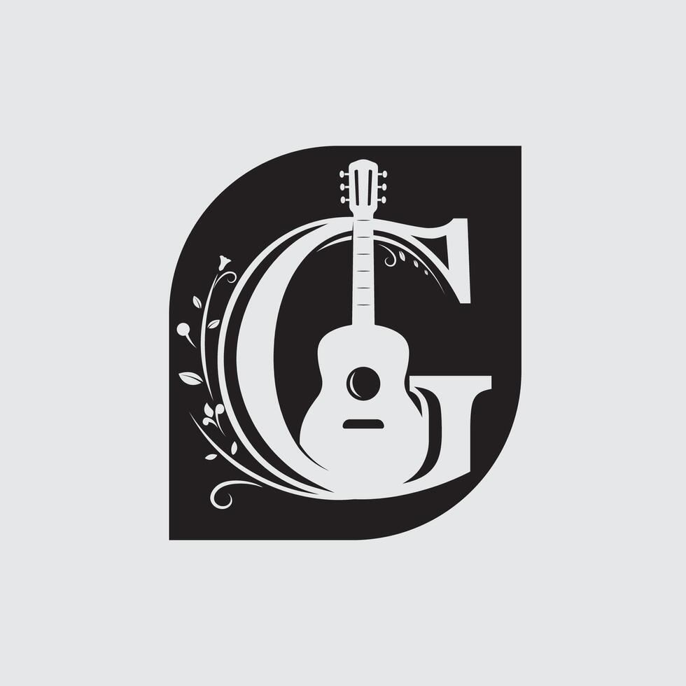 Simple Guitar Outline Logo vector