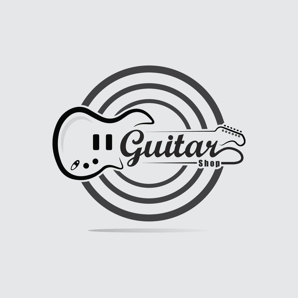 Abstract Guitar Symbol in Monoline Style vector