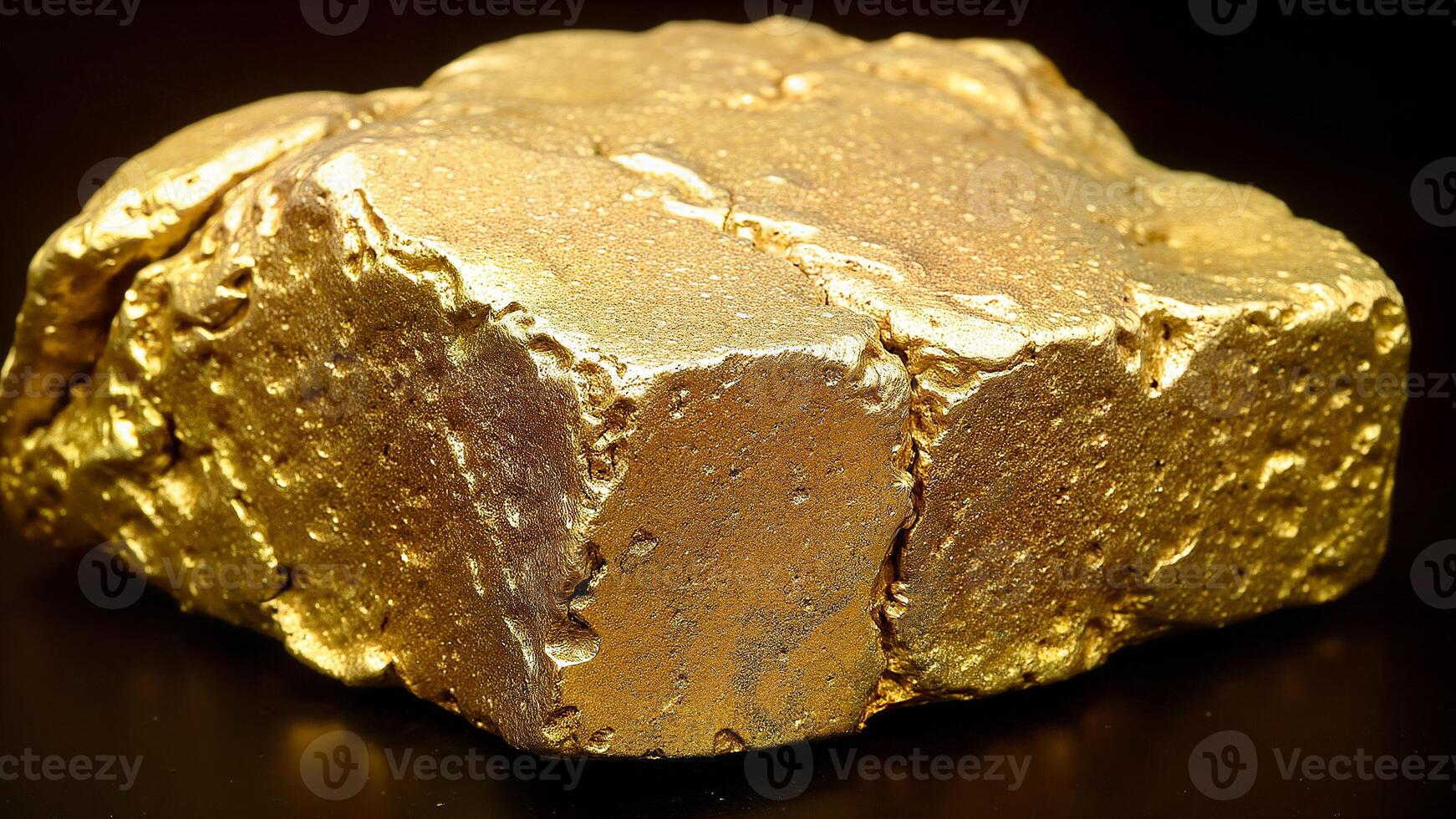 Shiny Raw Gold Nugget on Black Background photo