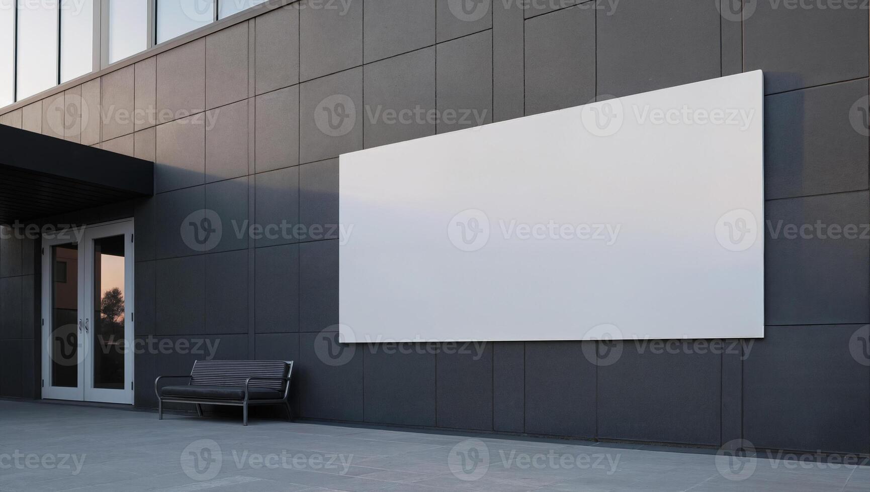Large Blank Billboard On Modern Building Wall photo