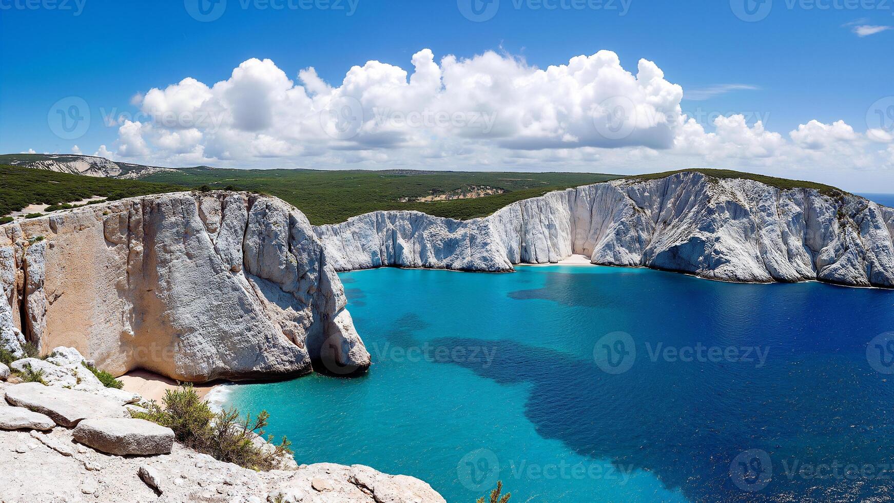 Aerial View of Navagio Shipwreck Beach Cliffs photo