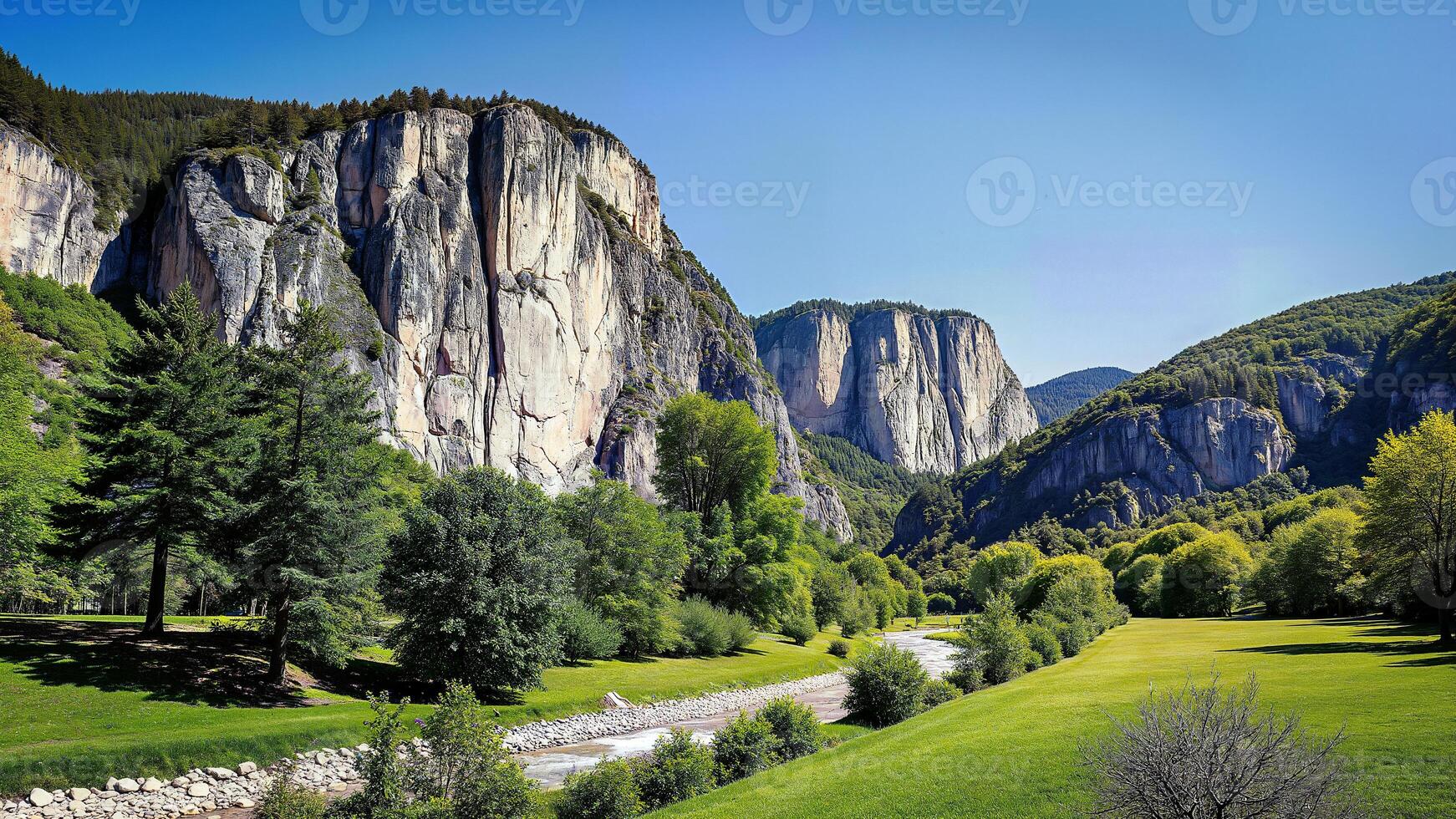 Aerial View of Majestic Limestone Rock Cliffs photo