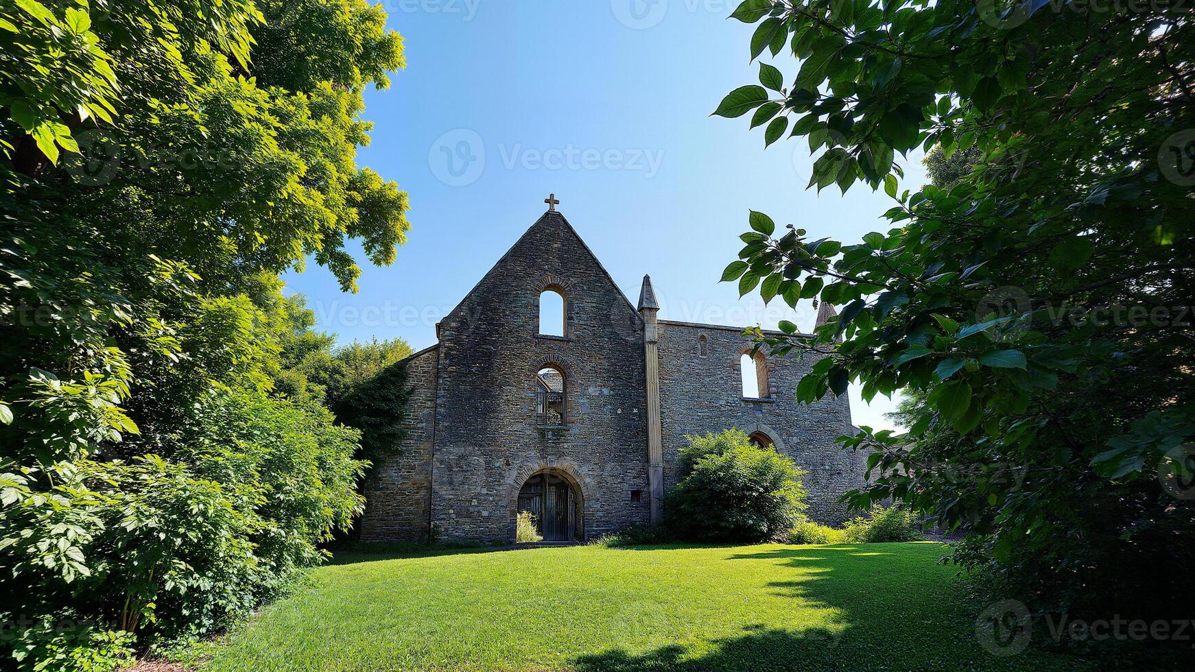 Ancient Stone Monastery Ruins in Sunlight photo