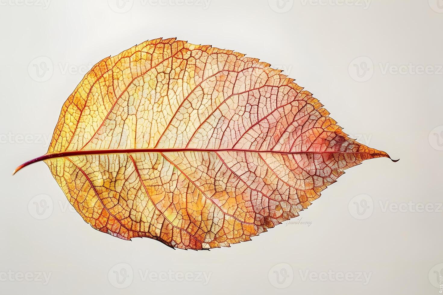 Autumn Leaf's Intricate Vein Structure A Detailed Study of Delicate Fall Foliage, Showing the Complex Network of Veins in a Single Leaf, Displaying the Beauty of Nature's Design with Vibrant Hues. photo