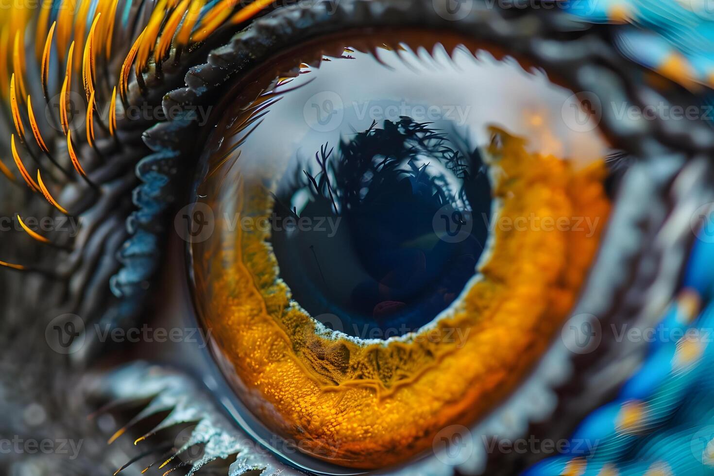 Exploring the Avian Eye A Close-Up View of Intricate Detail and Vibrant Colors, Revealing Nature's Beauty with Astonishing Clarity. photo