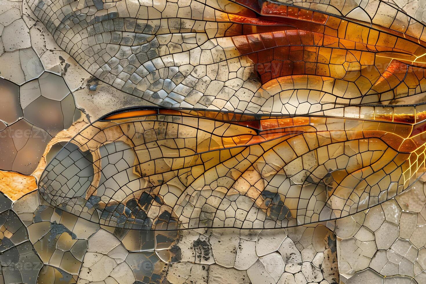 Abstract Dragonfly Wing A Mosaic of Hues and Textures, Revealing Intricate Patterns and Natural Geometry in Stunning Detail with a captivating color gradient. photo
